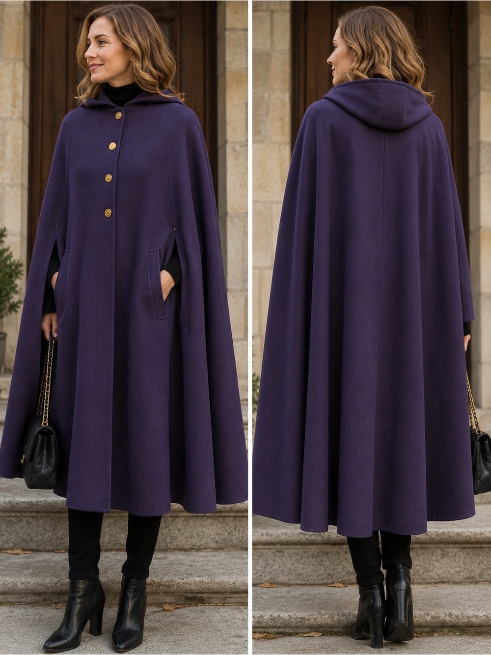 1960s Gentucci Mila Italian Pure Wool Hooded Cape size 12